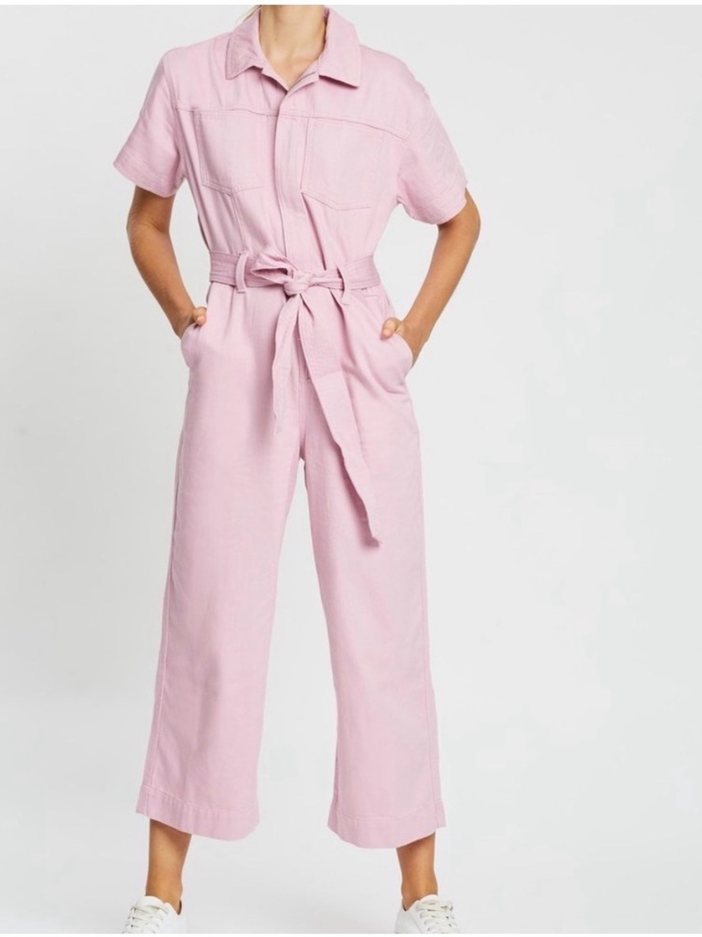 Gap Pink Utility Tie Belt Wide Leg Jumpsuit